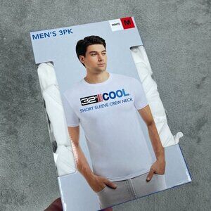 32 Degrees Cool Mens 3pk Crew Neck T-Shirts Medium White a0762